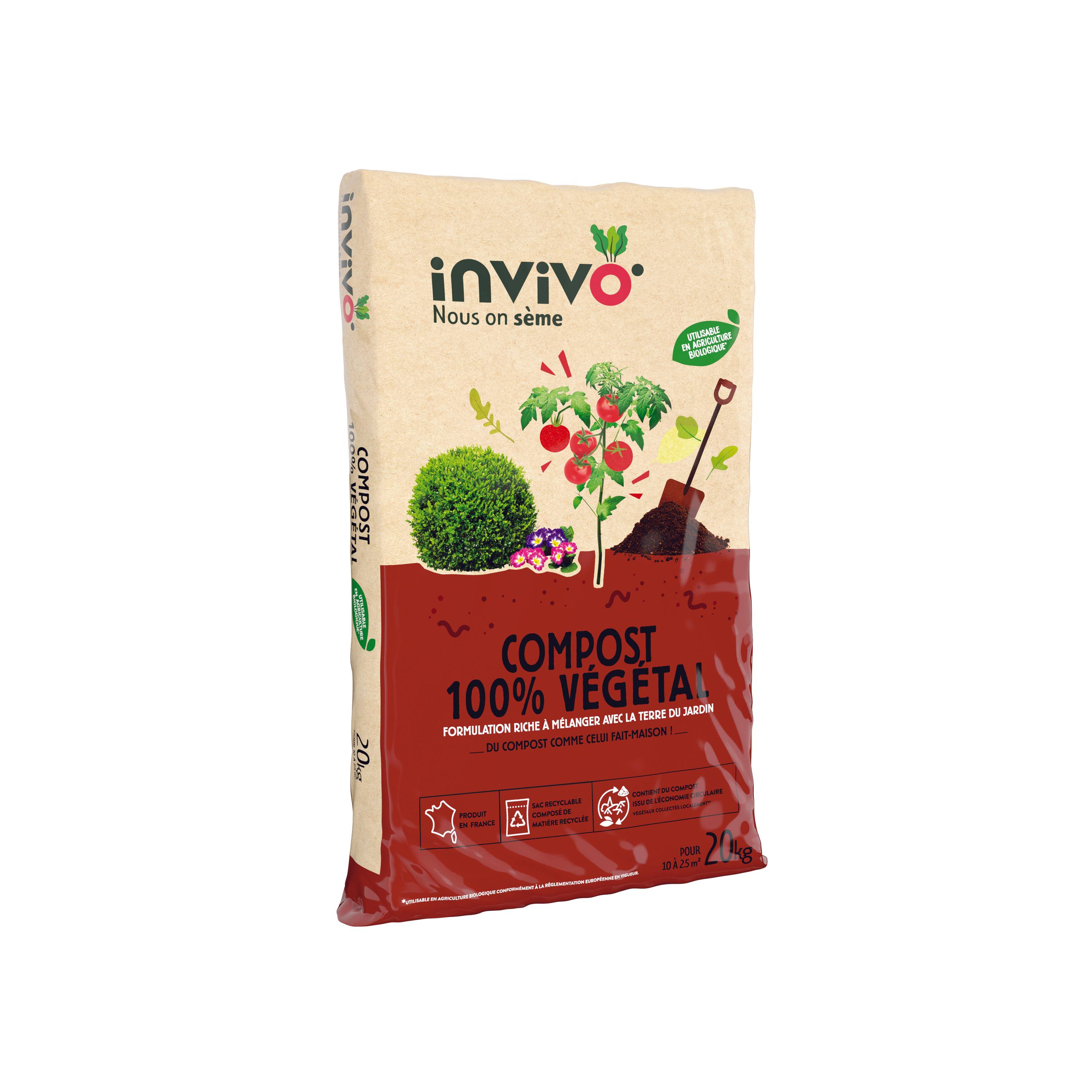 Invivo Nous On Sème - Compost 100% végétal Invivo Nous on Sème 20 kg - Image 1