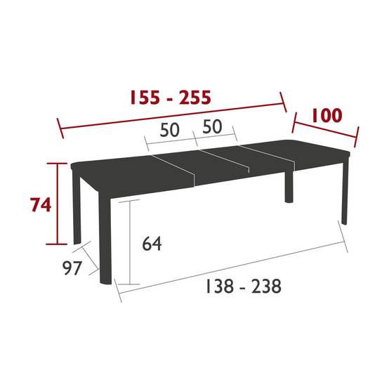 Fermob - Table de jardin rectangulaire extensible alu piment 10 personnes Costa Fermob - Image 4