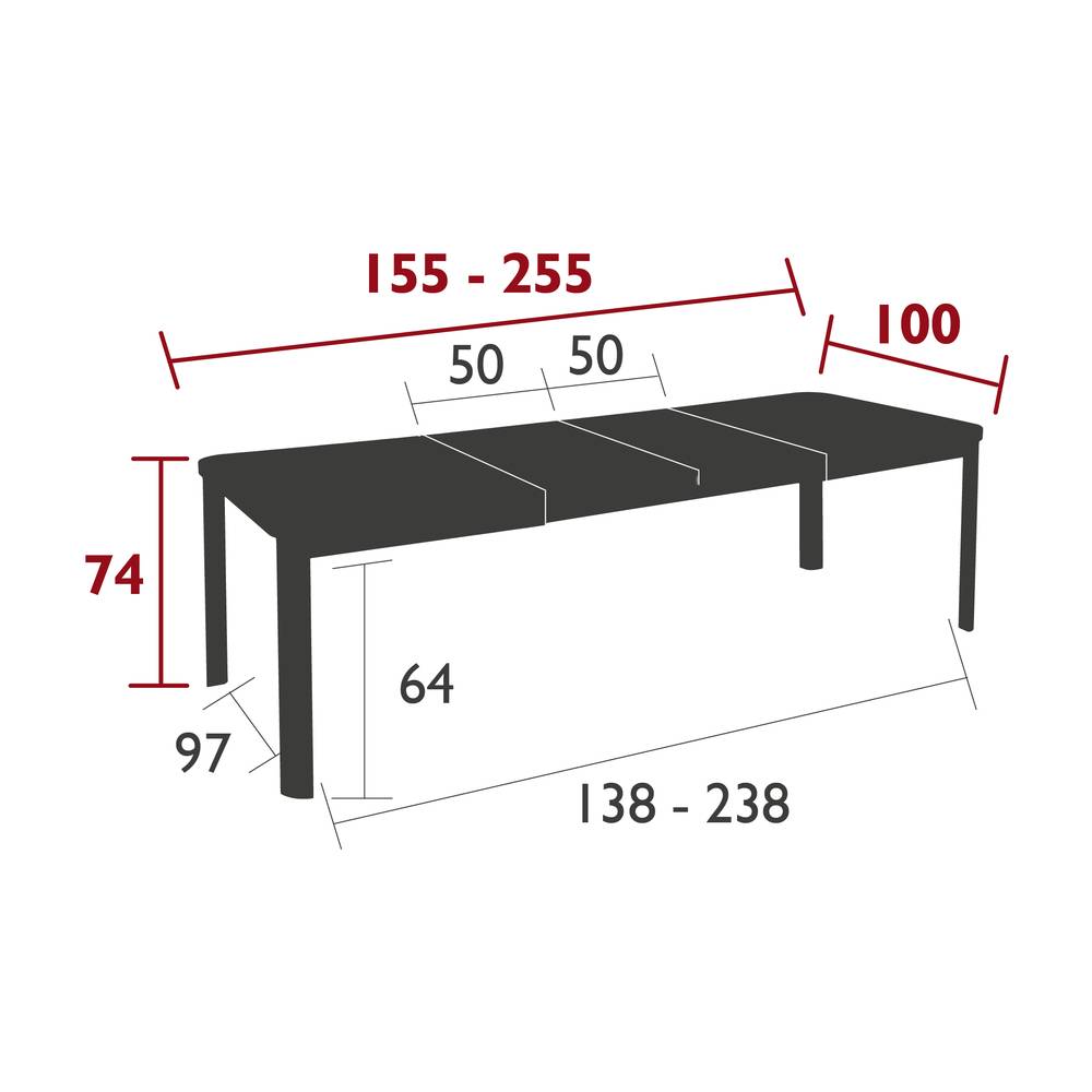 Fermob - Table de jardin rectangulaire extensible alu piment 10 personnes Costa Fermob - Image 4