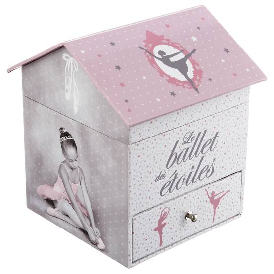 Boîte musicale ballerine carton gris/parme L 14 x l 14,5 x H 16 cm – ATMOSPHERA - Image 3