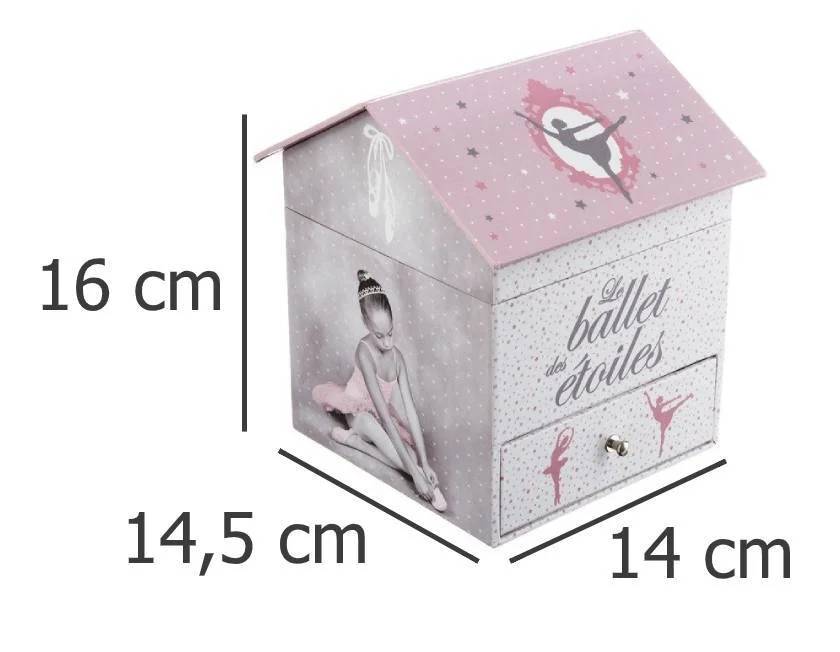 Boîte musicale ballerine carton gris/parme L 14 x l 14,5 x H 16 cm – ATMOSPHERA - Image 6