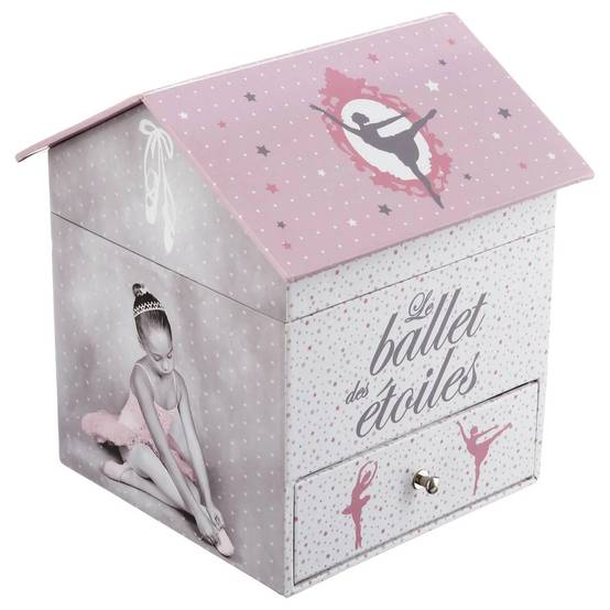 Boîte musicale ballerine carton gris/parme L 14 x l 14,5 x H 16 cm – ATMOSPHERA - Image 4