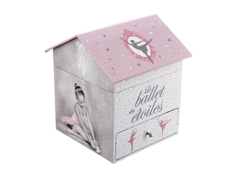 Boîte musicale ballerine carton gris/parme L 14 x l 14,5 x H 16 cm – ATMOSPHERA - Image 8