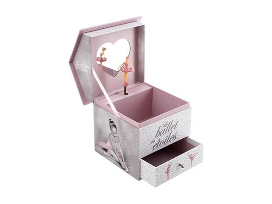 Boîte musicale ballerine carton gris/parme L 14 x l 14,5 x H 16 cm – ATMOSPHERA - Image 7