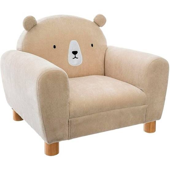 Fauteuil enfant oreilles ours polyester beige L.52 cm l.44 cm H.43 cm - ATMOSPHERA - Image 1