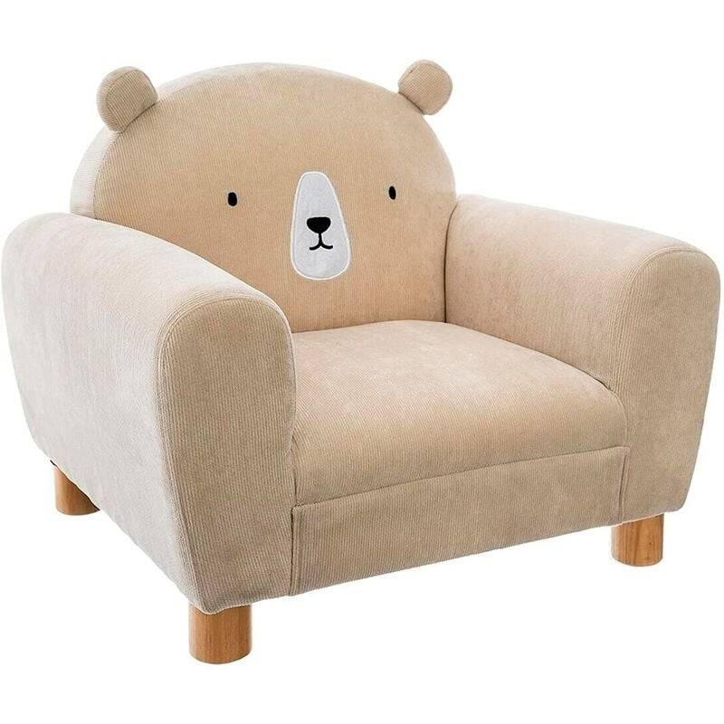 Fauteuil enfant oreilles ours polyester beige L.52 cm l.44 cm H.43 cm - ATMOSPHERA - Image 1
