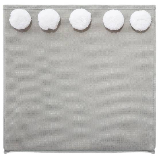 Bac de rangement polypropylène gris avec 5 pompons L. 29 x l. 29 x H. 29 cm - ATMOSPHERA - Image 3