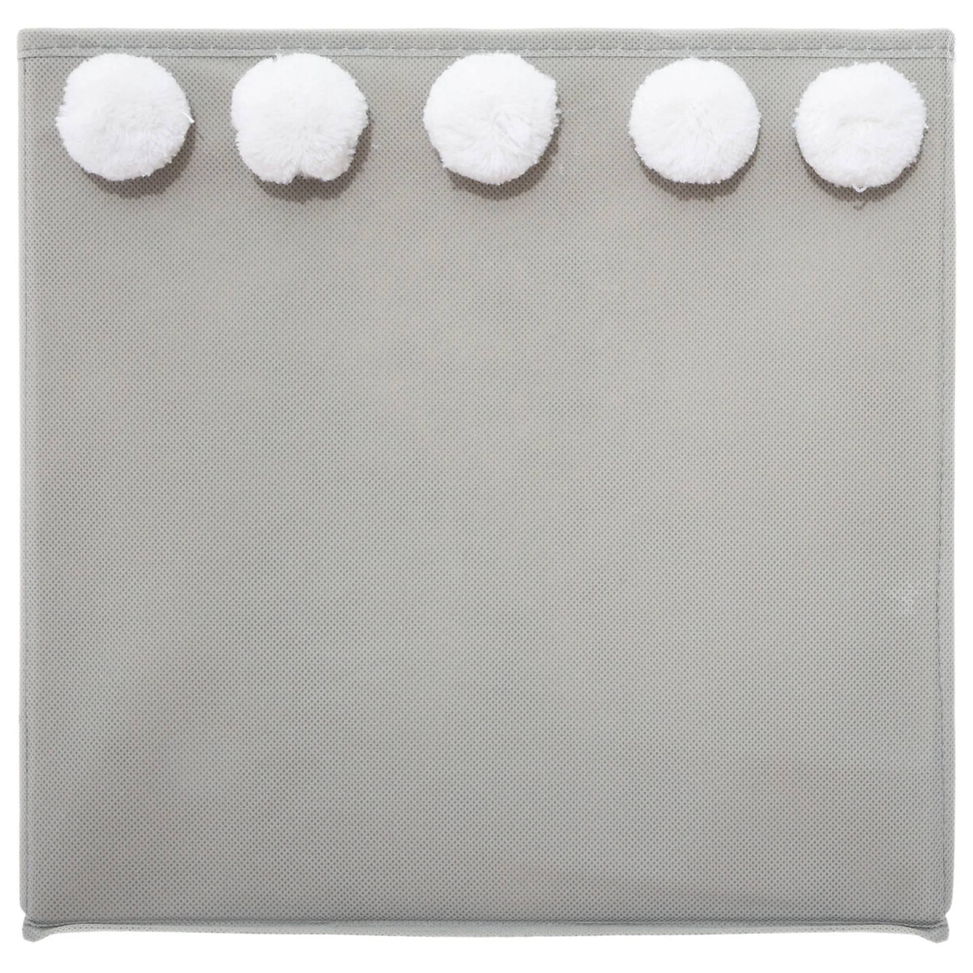 Bac de rangement polypropylène gris avec 5 pompons L. 29 x l. 29 x H. 29 cm - ATMOSPHERA - Image 3