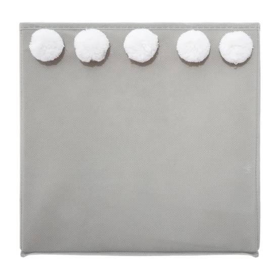 Bac de rangement polypropylène gris avec 5 pompons L. 29 x l. 29 x H. 29 cm - ATMOSPHERA - Image 5