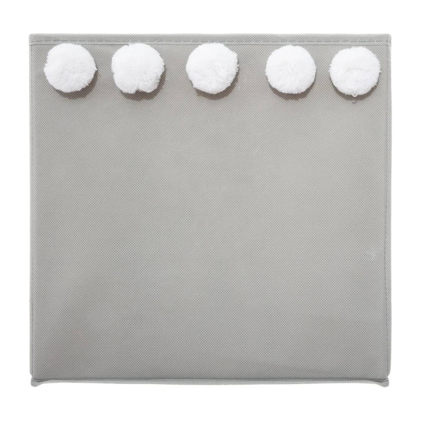 Bac de rangement polypropylène gris avec 5 pompons L. 29 x l. 29 x H. 29 cm - ATMOSPHERA - Image 5
