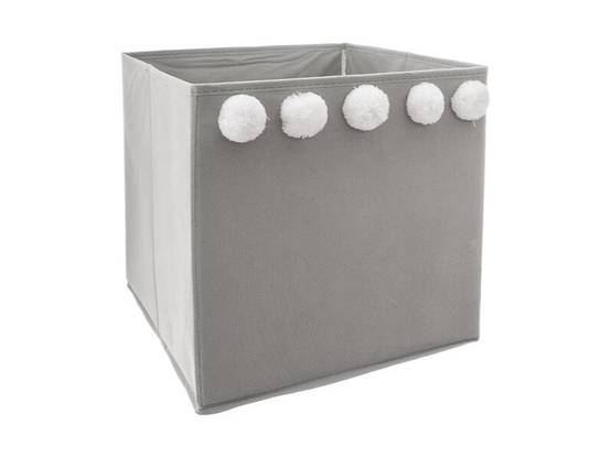 Bac de rangement polypropylène gris avec 5 pompons L. 29 x l. 29 x H. 29 cm - ATMOSPHERA - Image 6