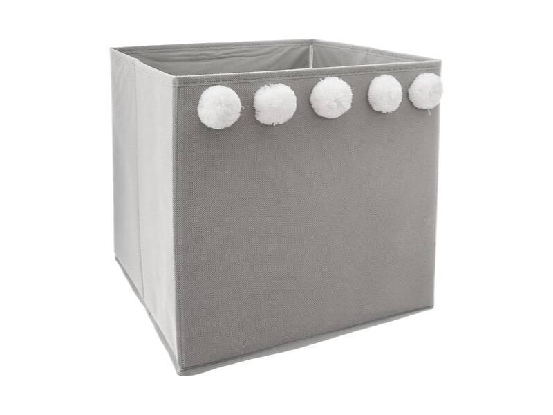 Bac de rangement polypropylène gris avec 5 pompons L. 29 x l. 29 x H. 29 cm - ATMOSPHERA - Image 6