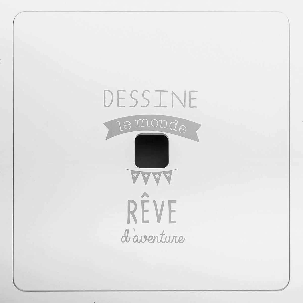 Ensemble table + 2 tabourets enfant MDF Blanc Gris Dream Atmosphera - Image 2