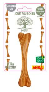 Anka - Jouet chien Os en Bois d'olivier - L.15 cm