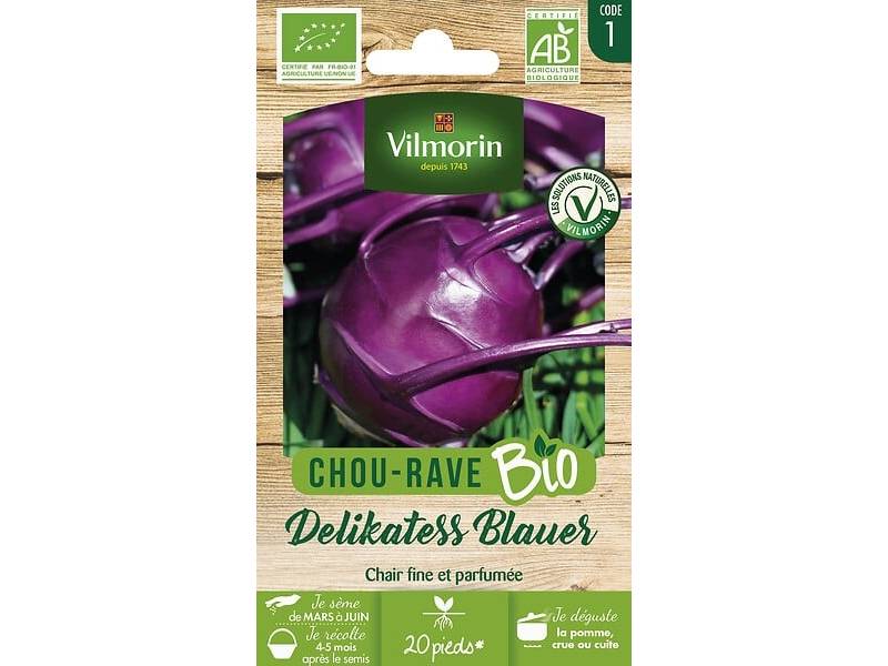 Vilmorin - Chou rave violet Delikatess blauer Bio série 1 sachet graines 2 g - Vilmorin