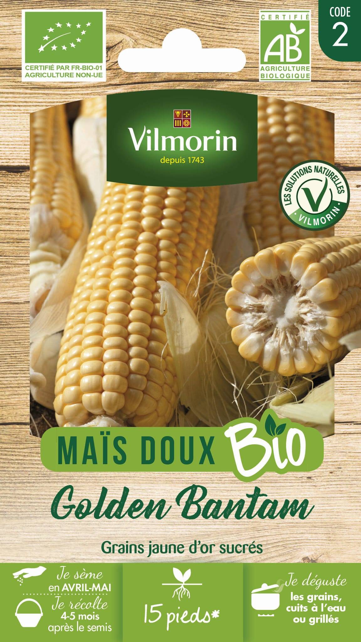 Vilmorin - Maïs Golden Bantam Bio serie 2 sachet graines 7 g - Vilmorin - Image 3