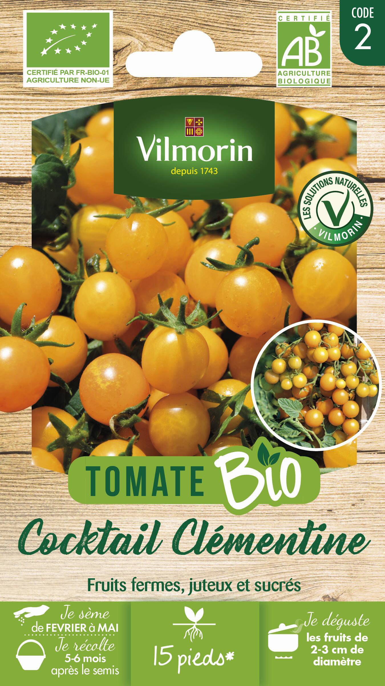 Vilmorin - Tomate cerise orange clémentine Bio série 2 sachet graines 0,15 g - Vilmorin - Image 2