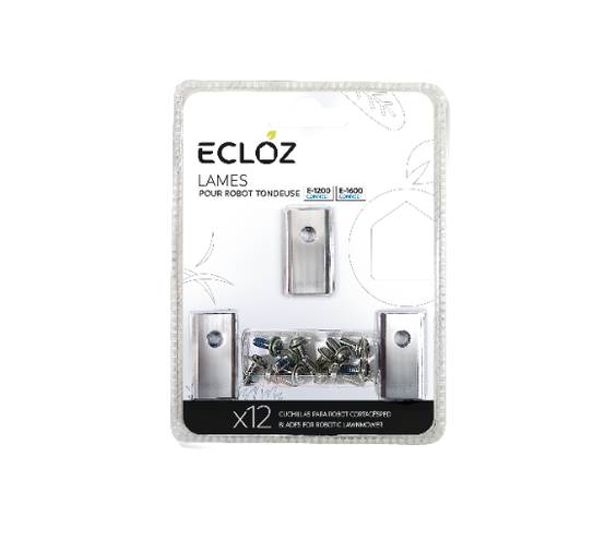 Ecloz - 12 lames pour robot tondeuse ECLOZ E-1200 et ECLOZ E-1600