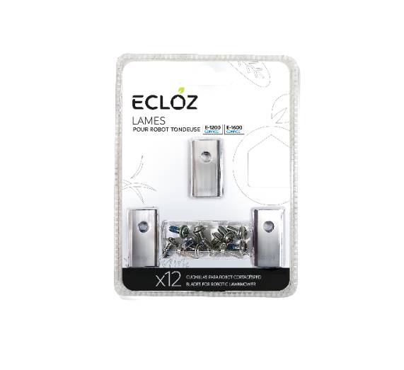 Ecloz - 12 lames pour robot tondeuse ECLOZ E-1200 et ECLOZ E-1600