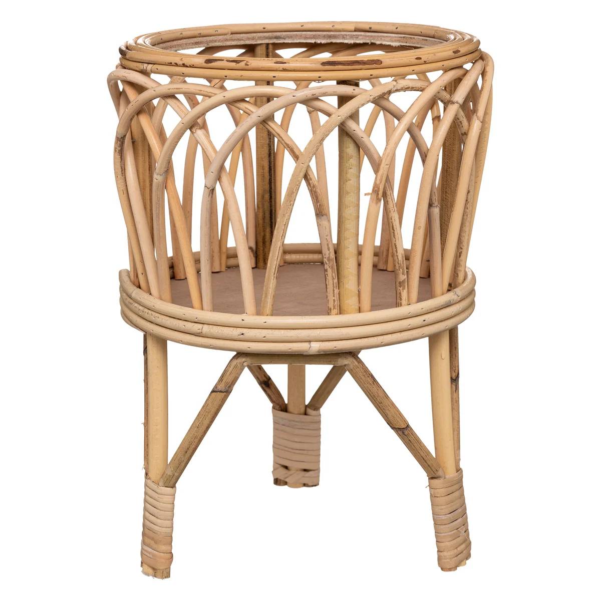 Pot sur pied rotin contreplaqué D 27 x H 39 cm - ATMOSPHERA - Image 3