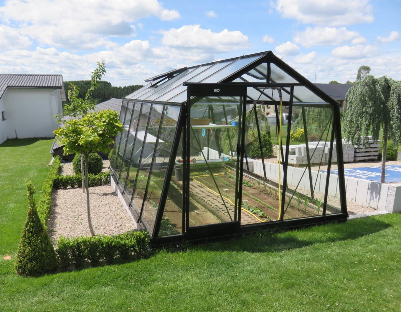 ACD Pro - Serre de jardin verre trempé aluminium noir 13,62 m² Prestige S106H Blackline avec embase - ACD Pro - Image 1