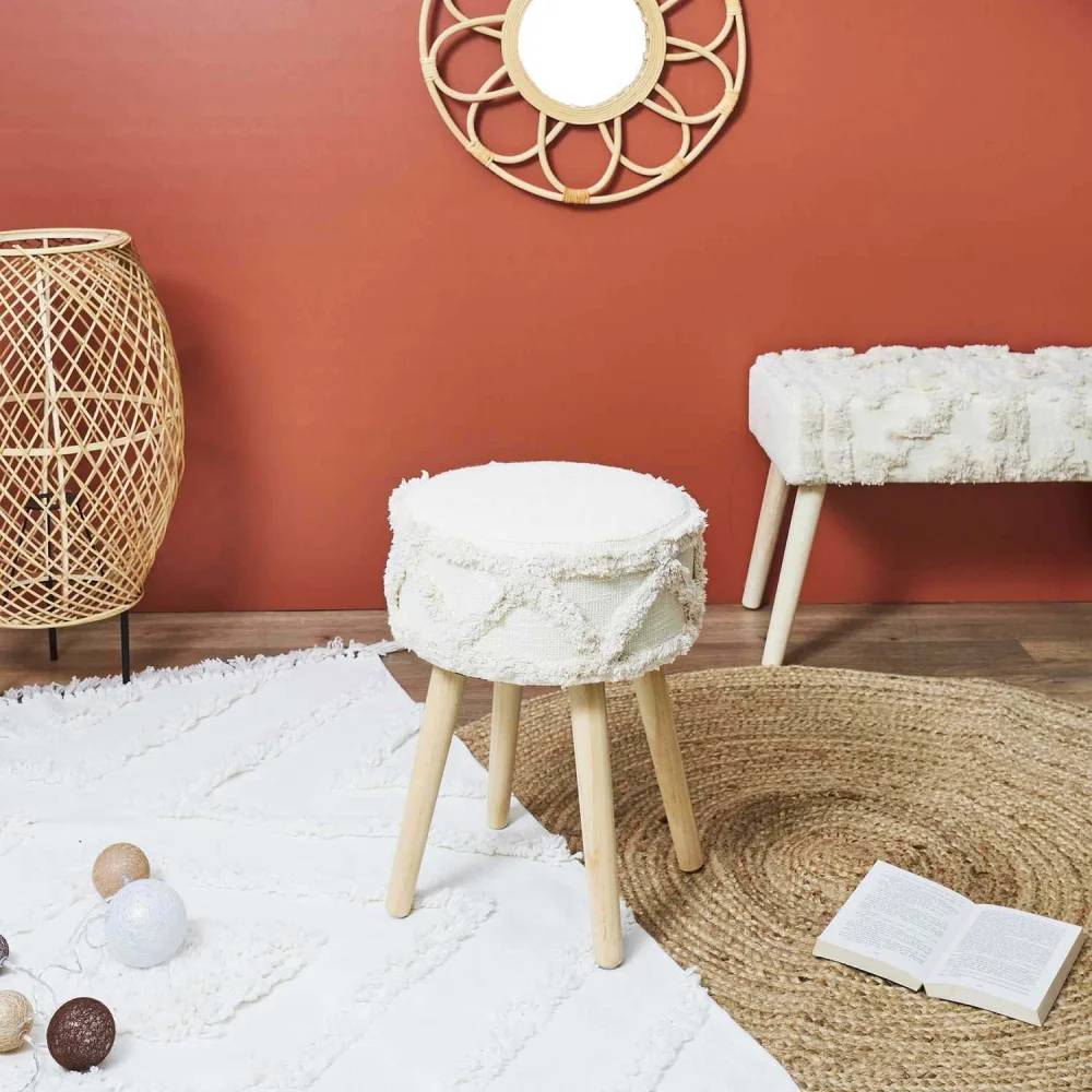 Tabouret rond pieds en pin Mirage L 31 x H 41 cm - THE HOME DECO FACTORY - Image 7