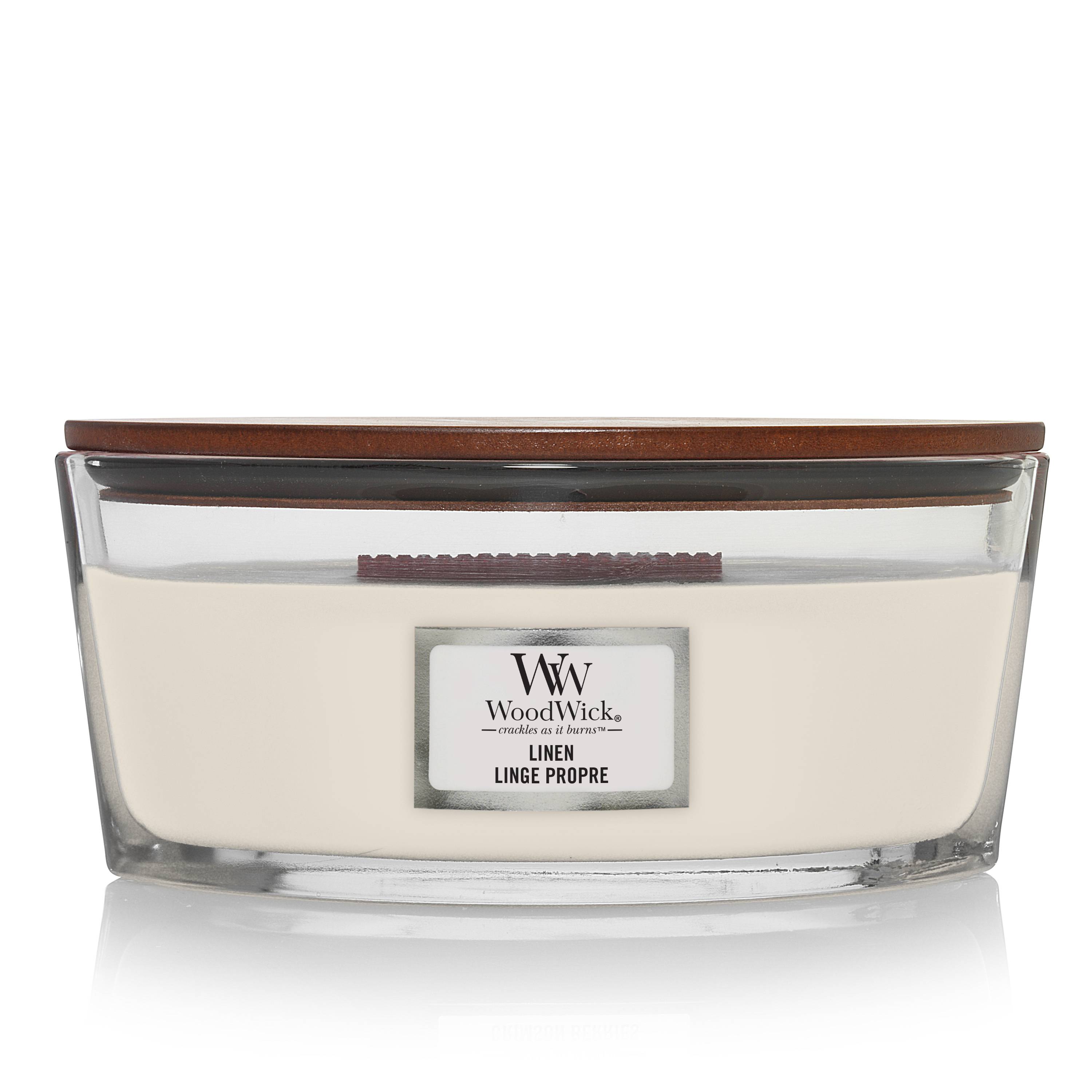 Bougie Parfumée Linge Propre Ellipse Blanc L. 9,2 cm l. 19,1 cm H. 12,1 cm - WOODWICK