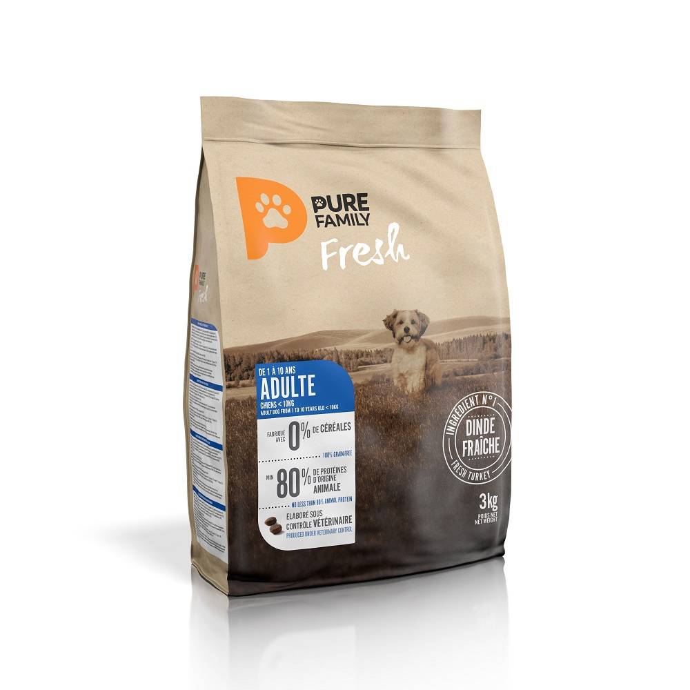 Pure Family Fresh - Croquettes chien de petite taille sans céréales dinde 3kg - Pure Family Fresh