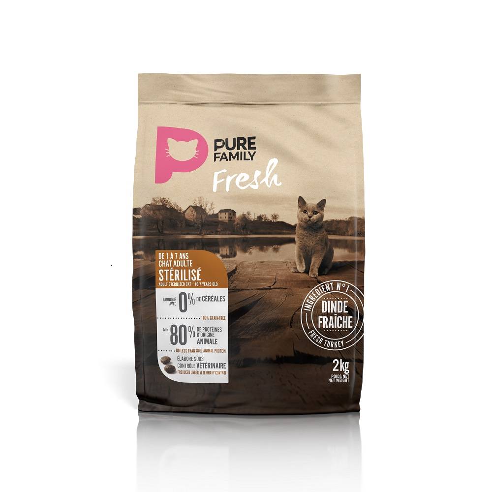 Pure Family Fresh - Croquettes chat stérilisé sans céréales à la dinde 2kg - Pure Family Fresh