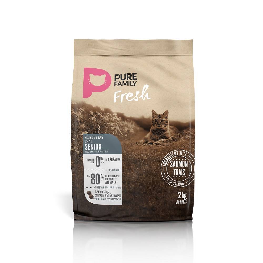 Pure Family Fresh - Croquettes chat senior sans céréales au saumon 2kg - Pure Family Fresh