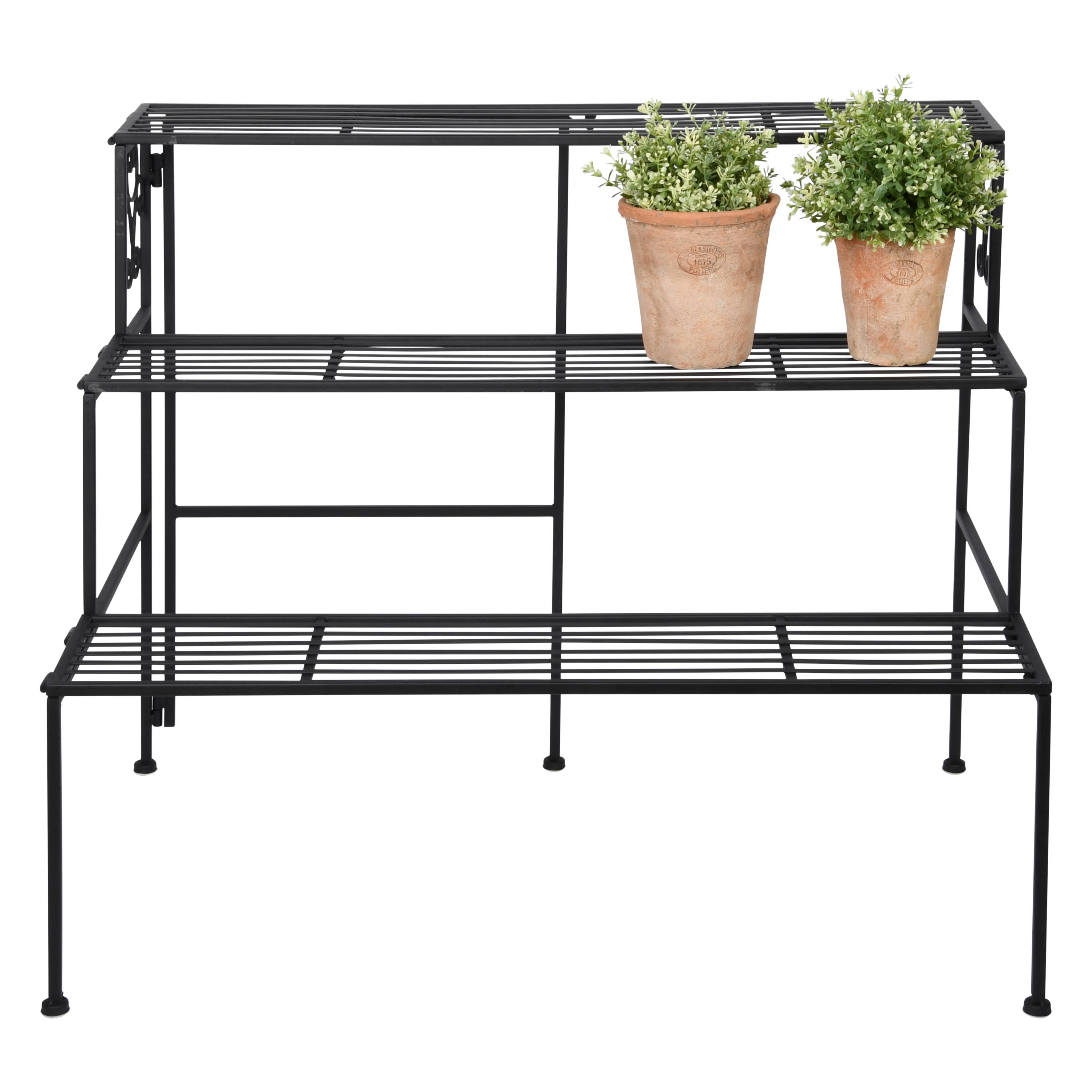 Étagère à plantes fer noir pliable 3 niveaux – ESSCHERT DESIGN
