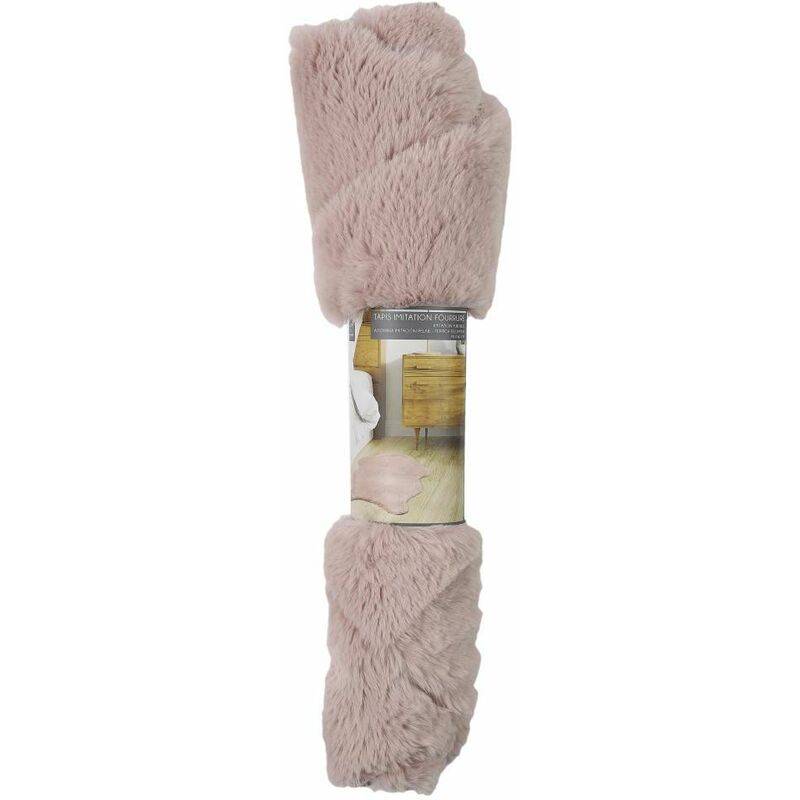 Tapis imitation fourrure poil fin polyester ivoire 60x90 cm - Image 3