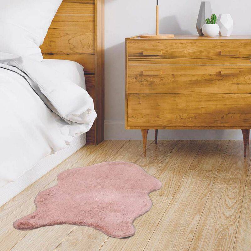 Tapis imitation fourrure poil fin polyester ivoire 60x90 cm - Image 4