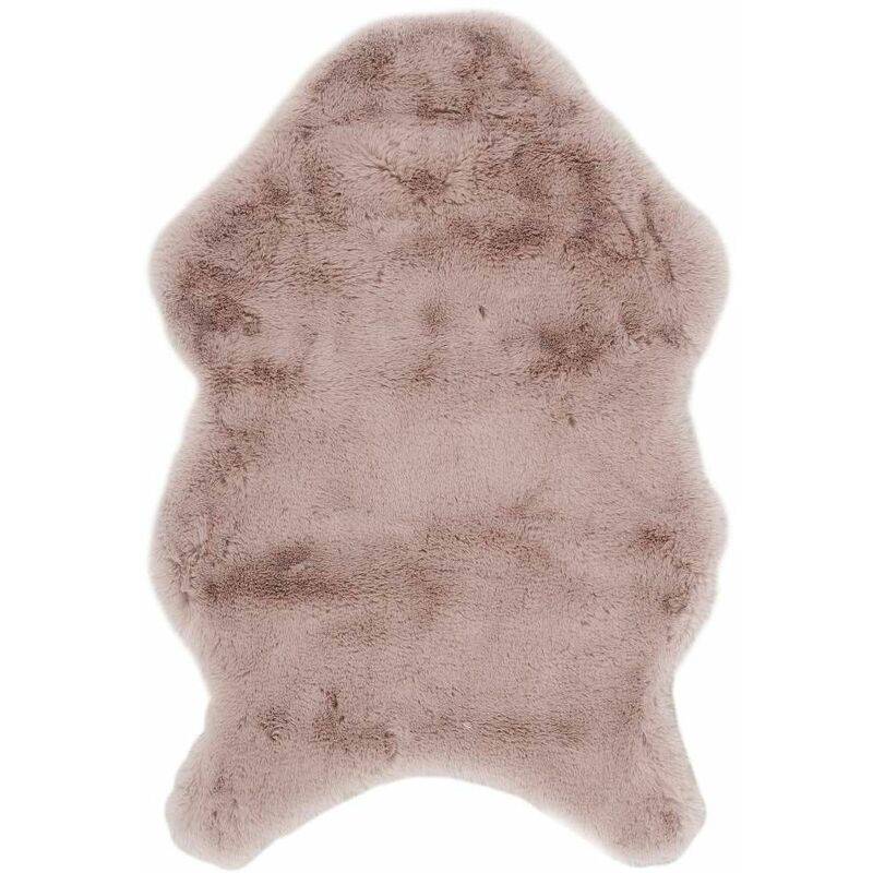 Tapis imitation fourrure poil fin polyester ivoire 60x90 cm - Image 2
