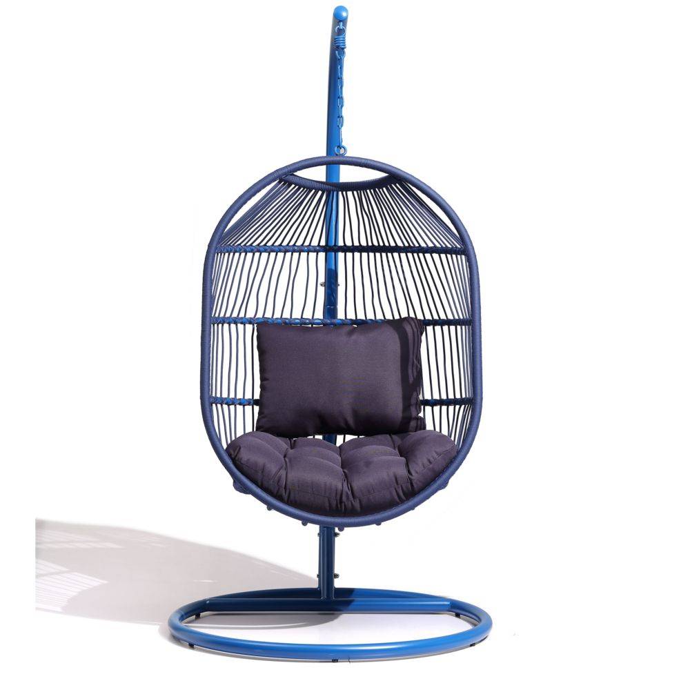 Ecloz - Fauteuil oeuf suspendu de jardin acier cordage bleu Poket ECLOZ - Image 1