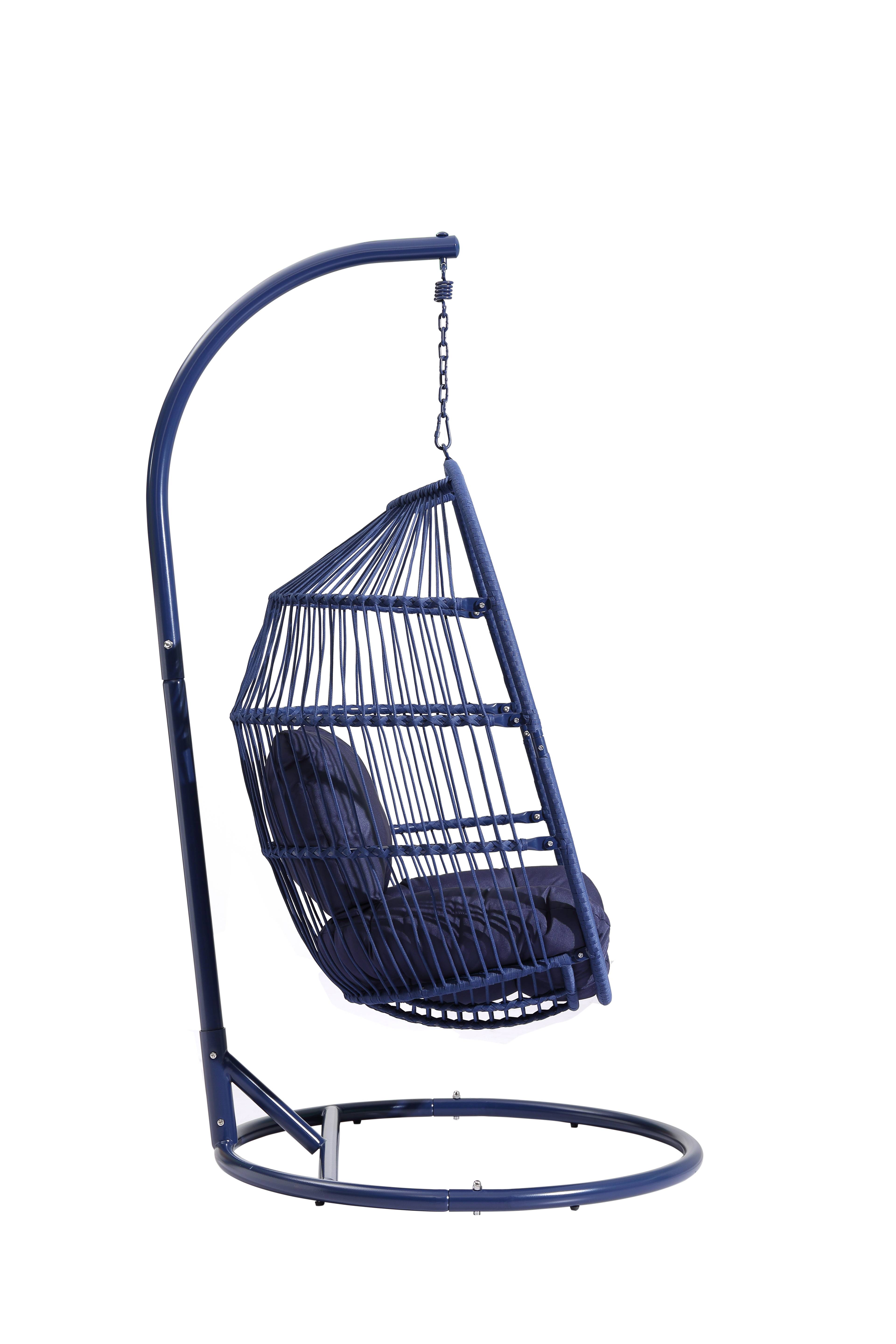 Ecloz - Fauteuil oeuf suspendu de jardin acier cordage bleu Poket ECLOZ - Image 3