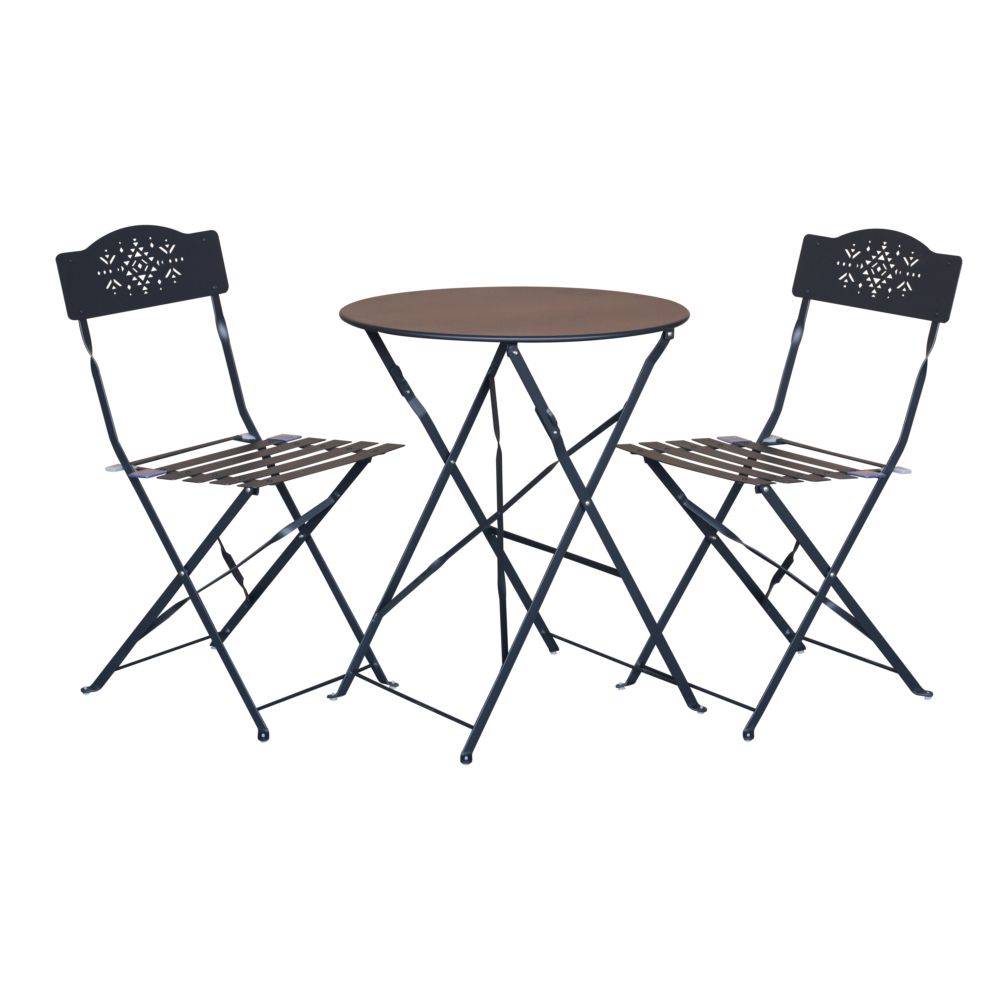 Ecloz - Salon de jardin pliable acier anthracite 2 personnes Kuzko ECLOZ - Image 1
