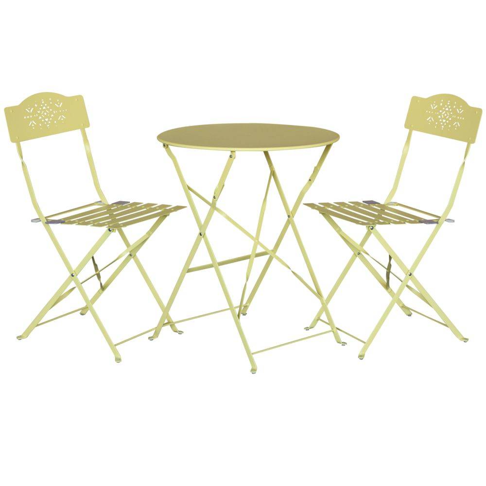 Ecloz - Salon de jardin pliable acier jaune 2 personnes Kuzko ECLOZ - Image 1