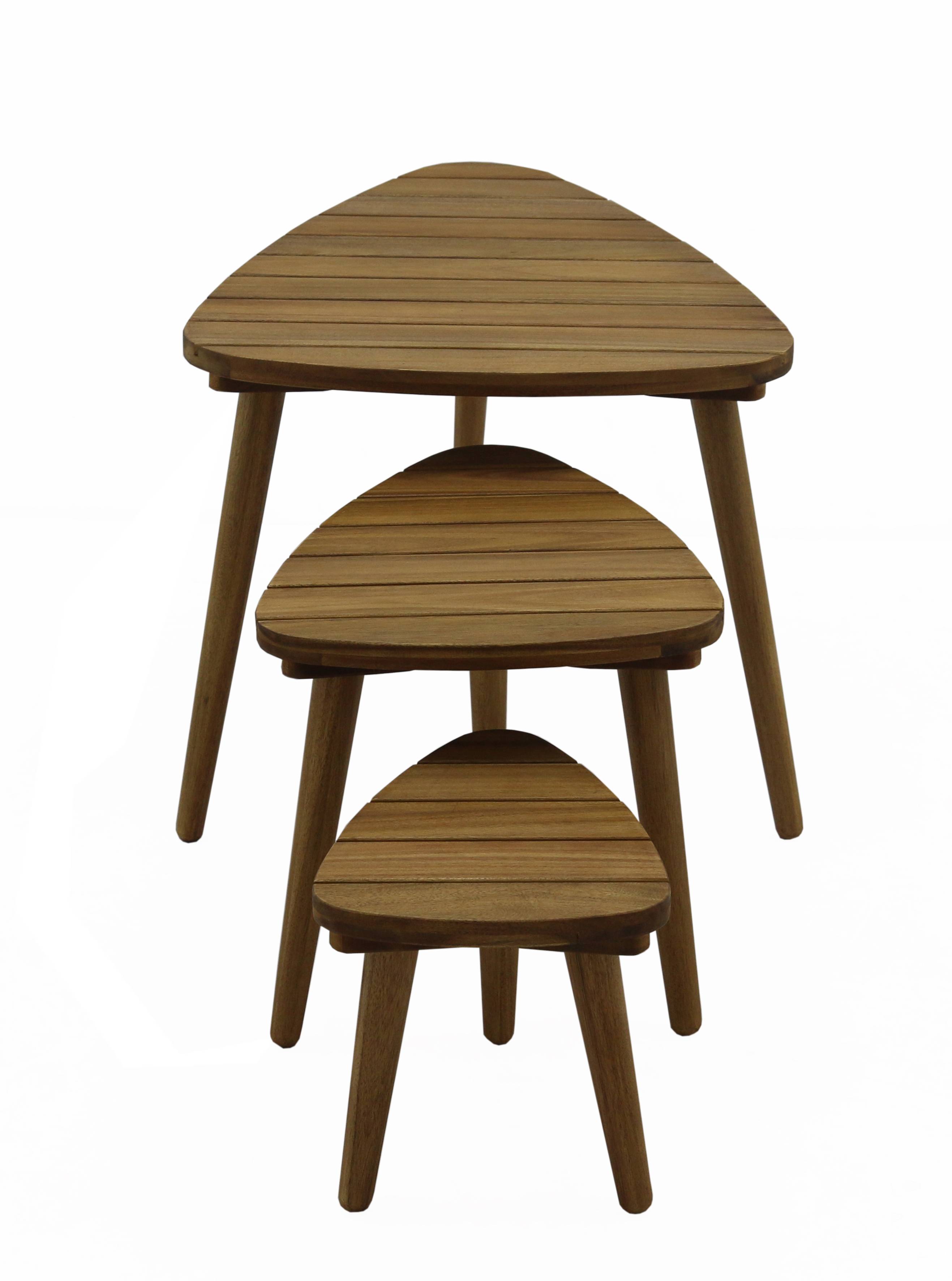 Ecloz - Lot 3 tables basses de jardin gigogne bois Cigogne ECLOZ - Image 2