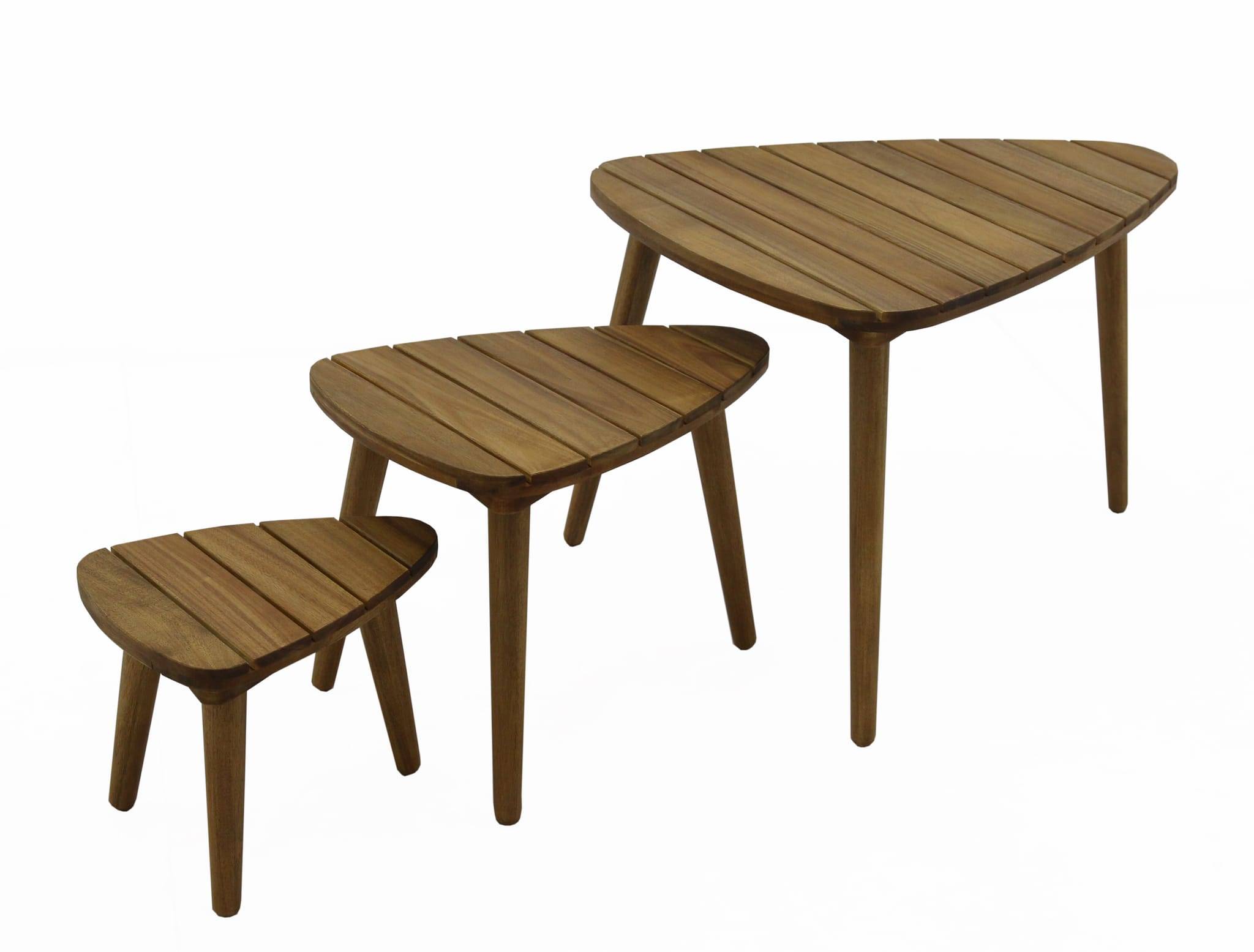 Ecloz - Lot 3 tables basses de jardin gigogne bois Cigogne ECLOZ
