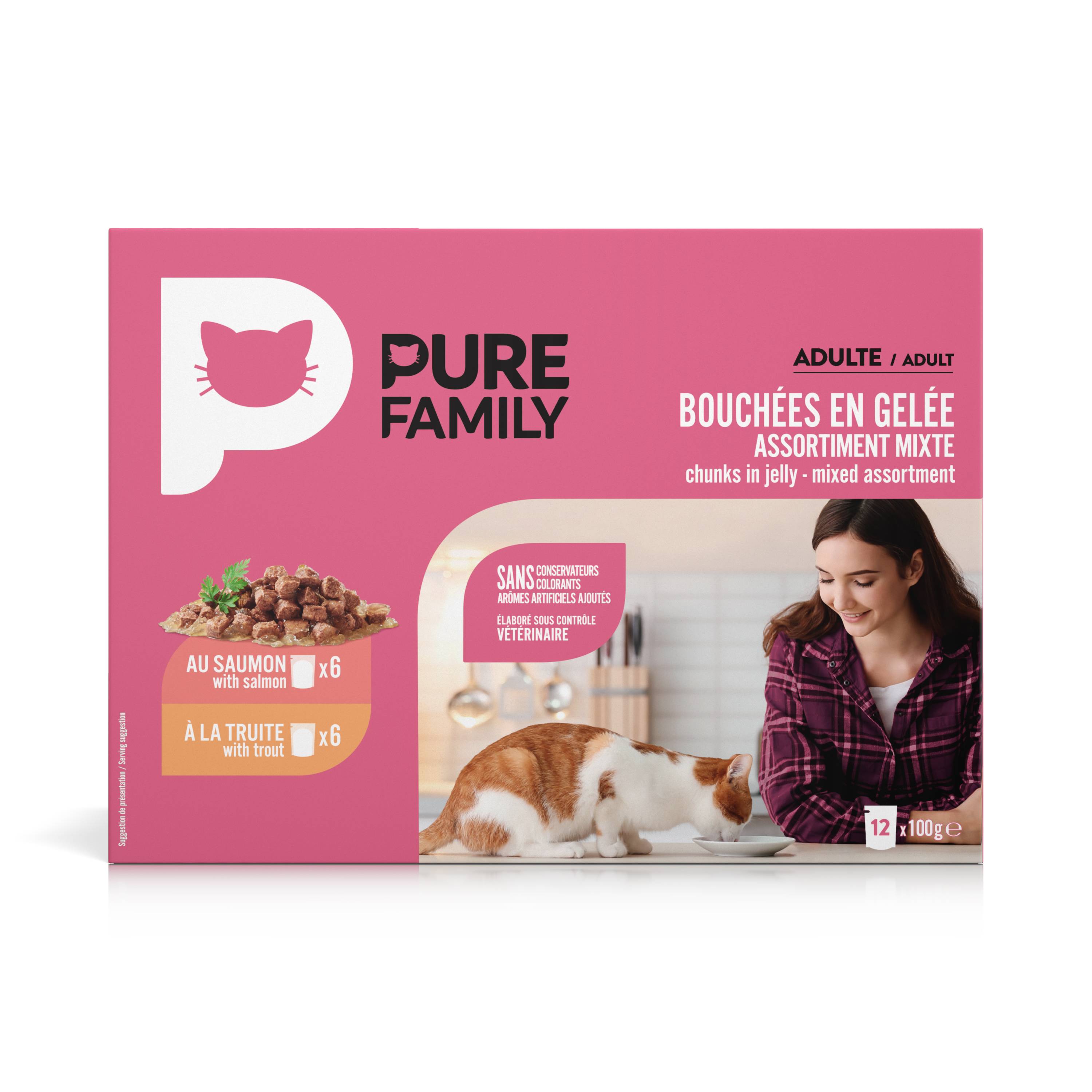 Pure Family - Bouchées en gelée chat mixtes 12 x 100 g - PURE FAMILY - Image 6