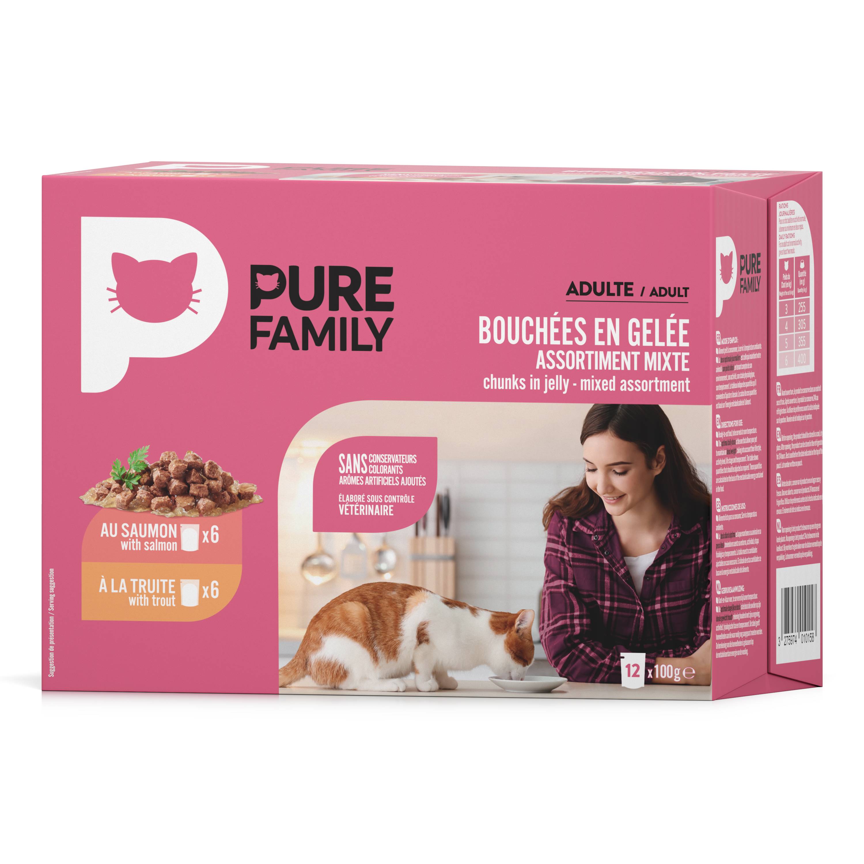 Pure Family - Bouchées en gelée chat mixtes 12 x 100 g - PURE FAMILY - Image 7
