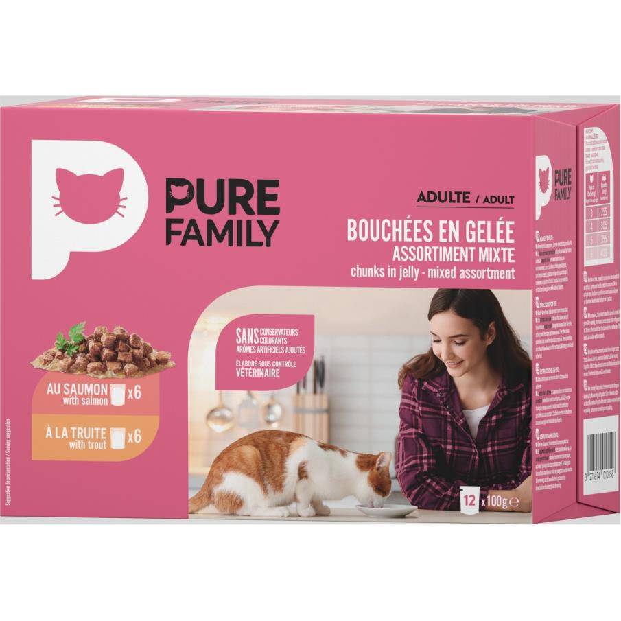 Pure Family - Bouchées en gelée chat mixtes 12x100g - Pure Family - Image 2