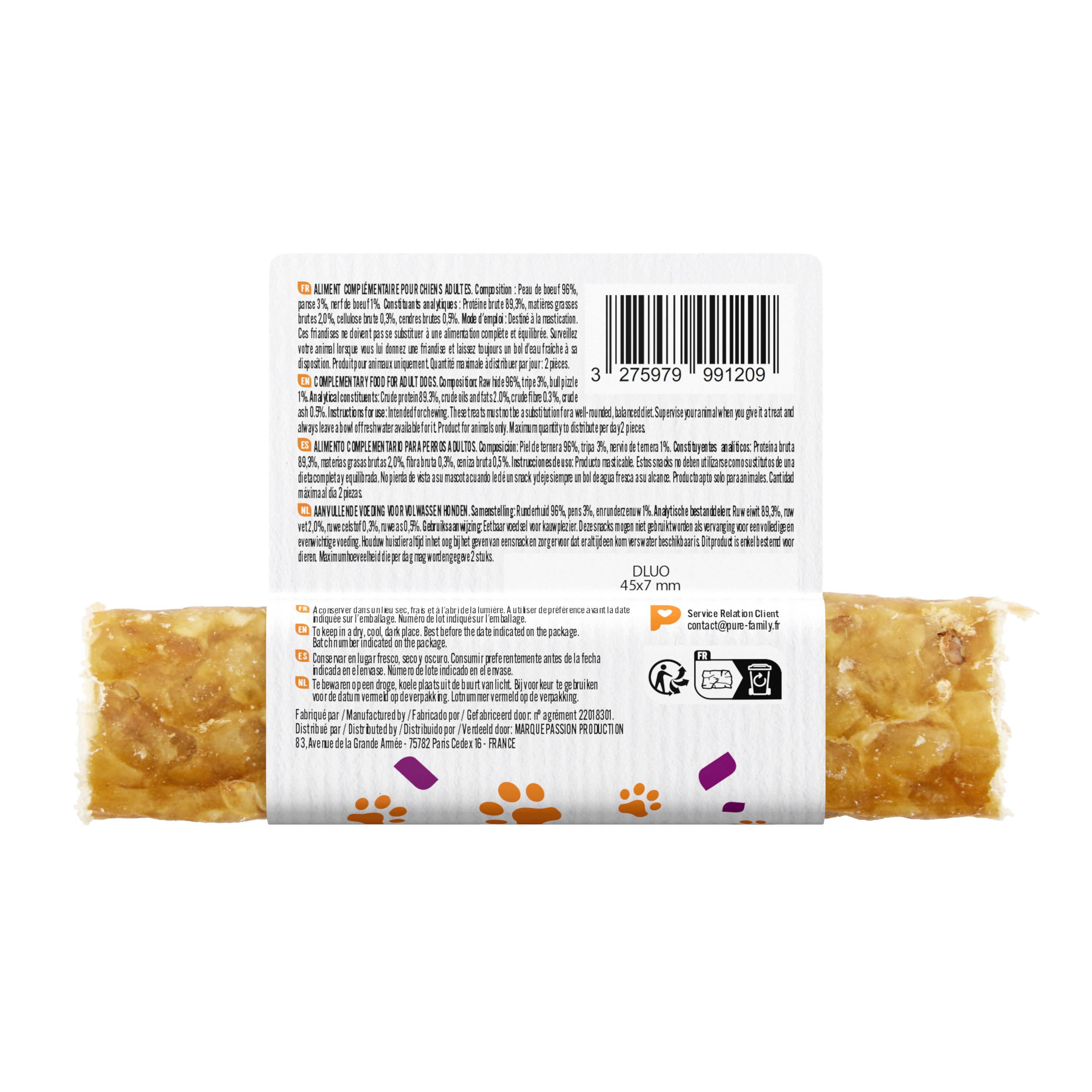 Pure Family - Barre à mâcher pour chien petite taille bœuf 1x175g - Pure Family - Image 3