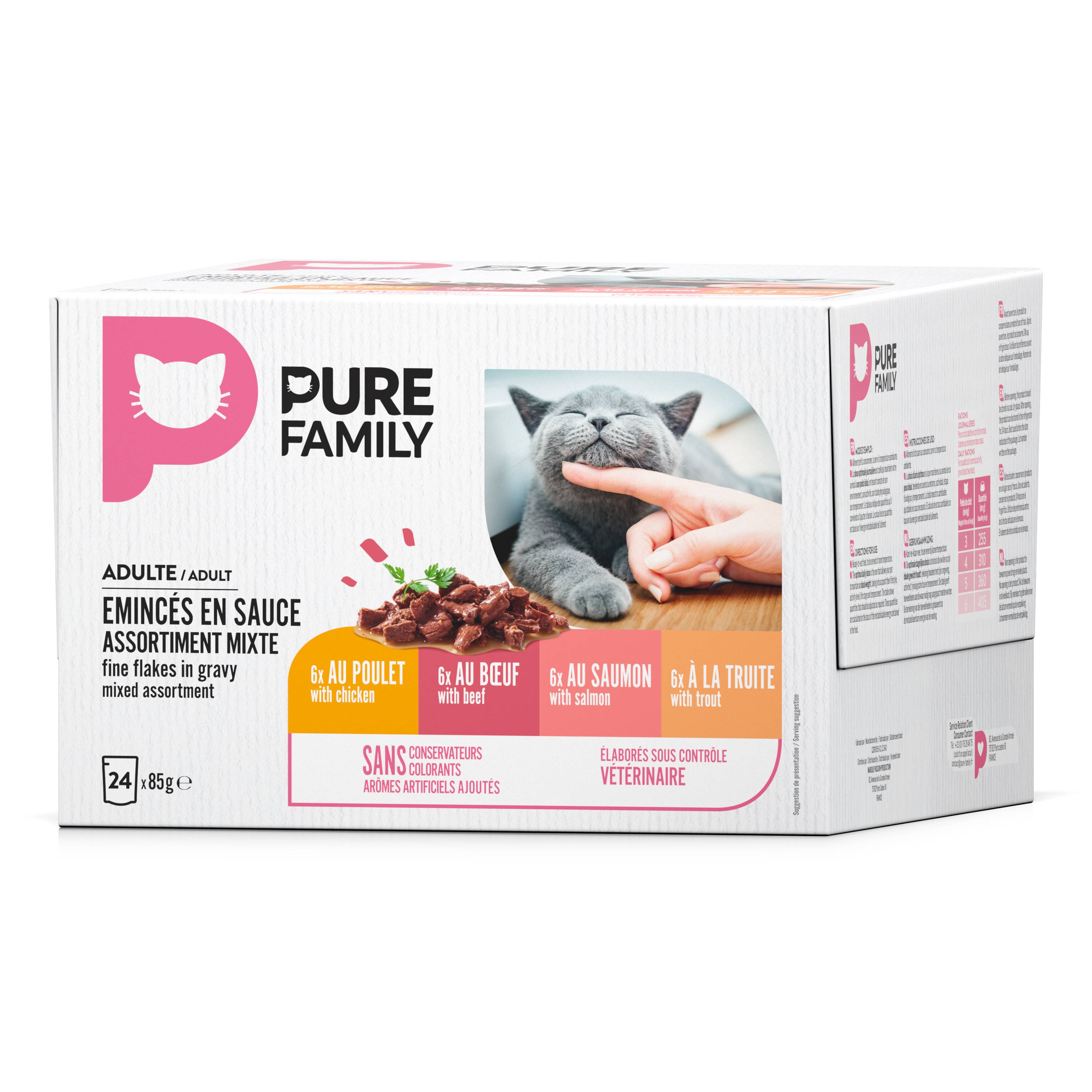 Pure Family - Emincés en sauce chat mixtes 24x85g - PURE FAMILY