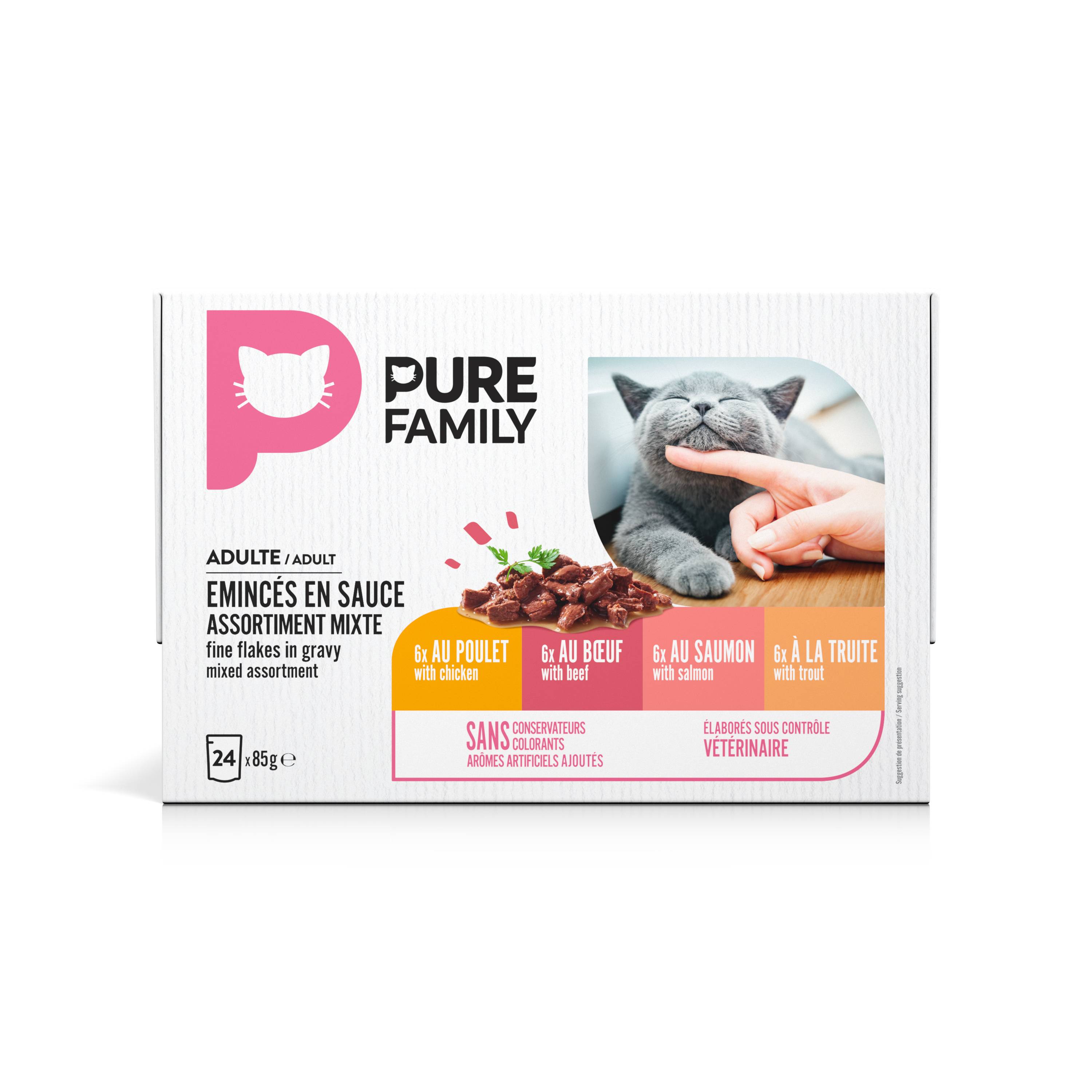Pure Family - Emincés en sauce chat mixtes 24x85g - PURE FAMILY - Image 2