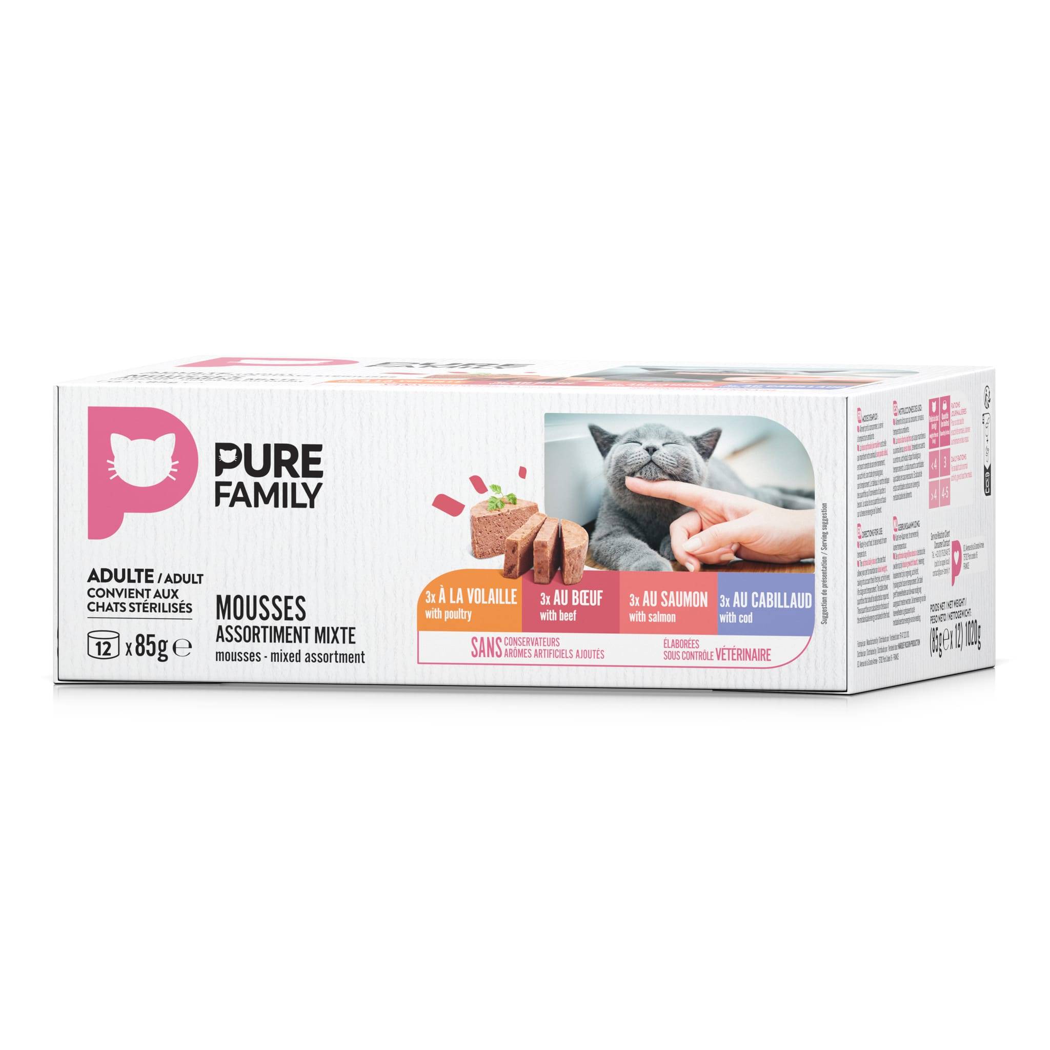 Pure Family - Mousses chat mixtes 12x85g - Pure Family - Image 2