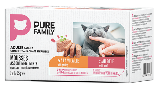 Pure Family - Mousses chat bœuf/volaille 4x85g - Pure Family - Image 2