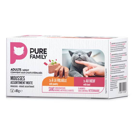Pure Family - Mousses chat bœuf/volaille 4x85g - Pure Family - Image 6