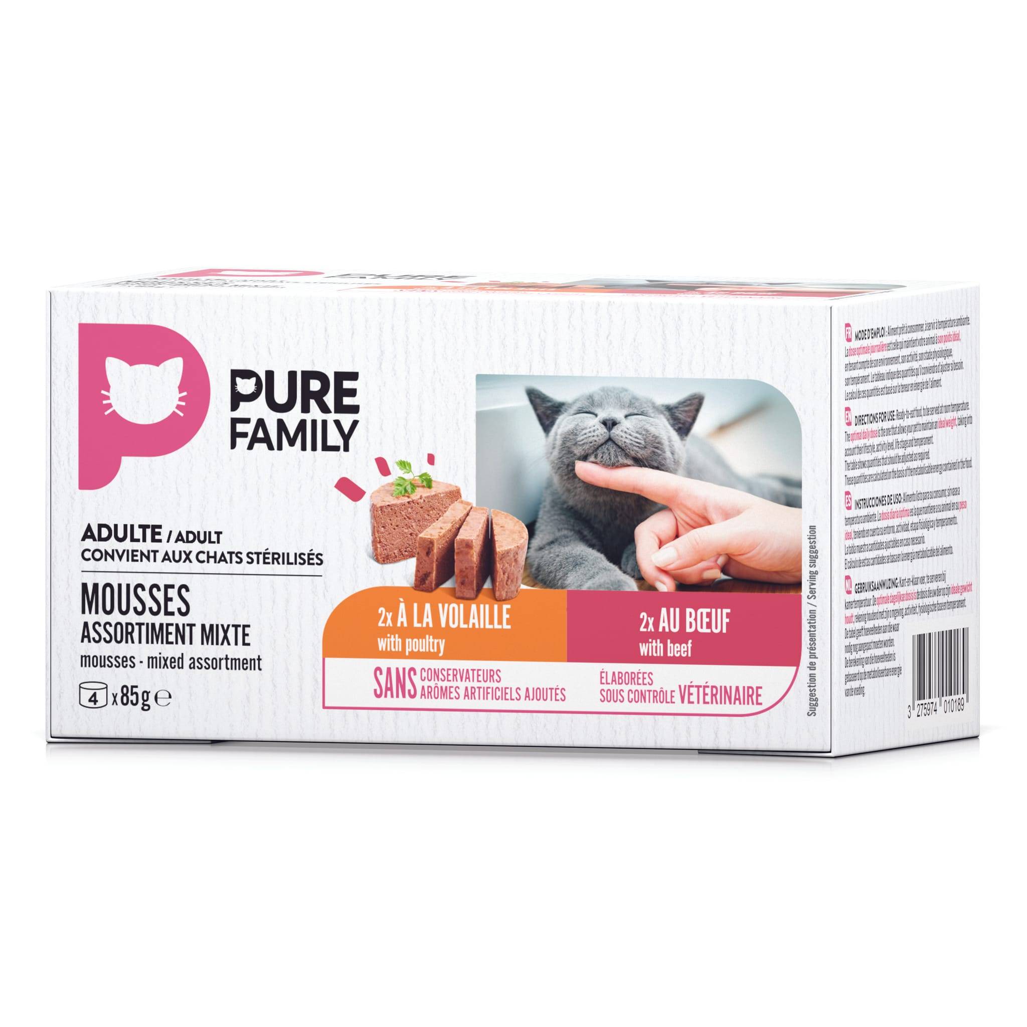 Pure Family - Mousses chat bœuf/volaille 4x85g - Pure Family - Image 6